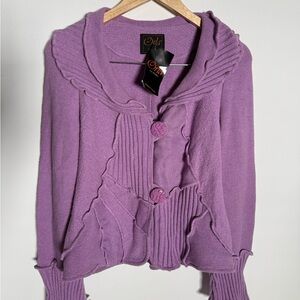 ORLA From Tivoli JASKAR Sweater Multiple Texture Purple 2 Lg Button SweaterSMALL